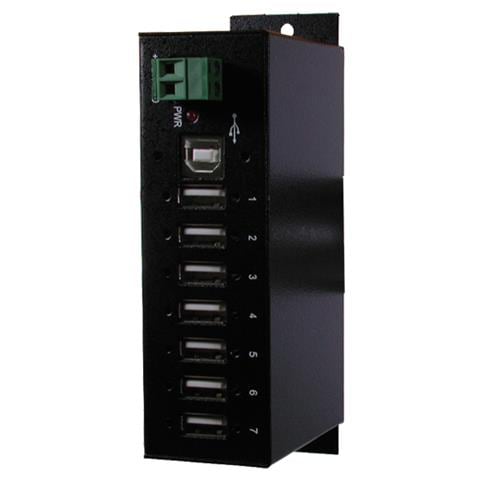 USB 2.0 HUB 7-Port, USB 2.0, Nero, 26,3 x 73 x 114,5 mm, 98SE / ME / 2000 / XP (32&64) / Vista (32&64) / Win7 (32&64) WIN CE / Server (2000, 2003 & 2008) , Linux, MAC, NEC uPD720113 - Foto 1