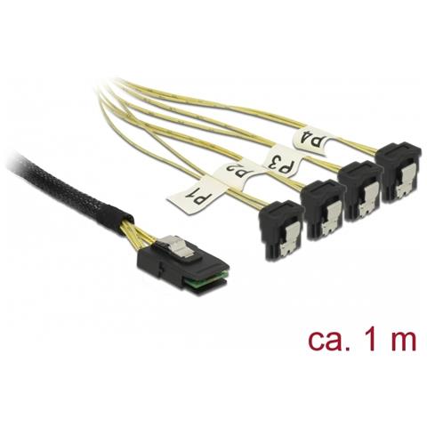 85687 1 x Mini SAS SFF-8087 4 x SATA 7 pin Nero, Giallo cavo di interfaccia e adattatore - Foto 2