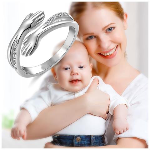 Anello Hugging Con Mani Che Abbracciano E Pietre Zirconi Silver - Foto 6