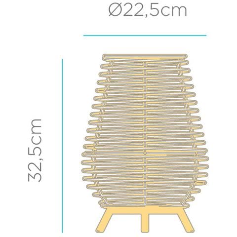 Lampada Da Tavolo Da Esterni Led Bossa 30 Batteria Naturale 325xø225 Mm Fibre Naturali - Foto 1