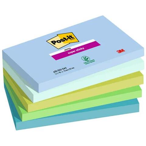 Post-it Super Sticky Oasis Blochhetto 90 Fogli 76x127 Mm Colori Assortiti Conf 5 Pz. - Foto 1