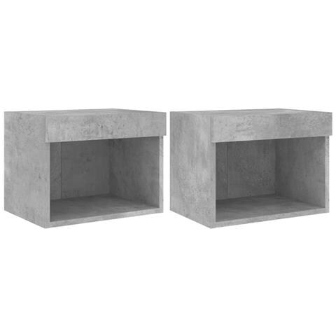 Comodini Con Luci Led A Parete 2pz Grigio Cemento - Foto 2