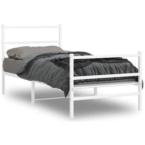 Giroletto Con Testiera E Pediera Metallo Bianco 90x190 Cm - Foto 1