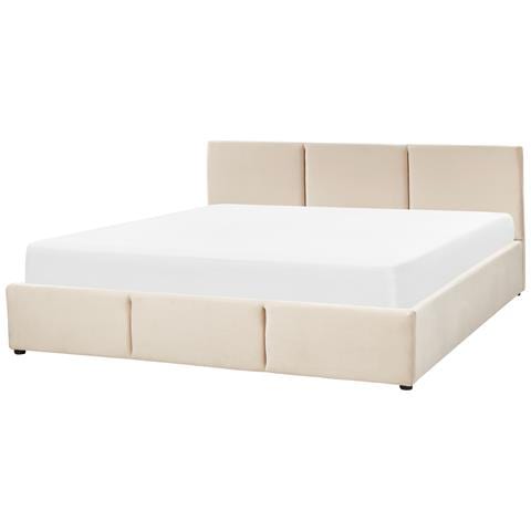 Letto Contenitore Velluto Bousse 180 X 200 Cm Beige Chiaro - Foto 2