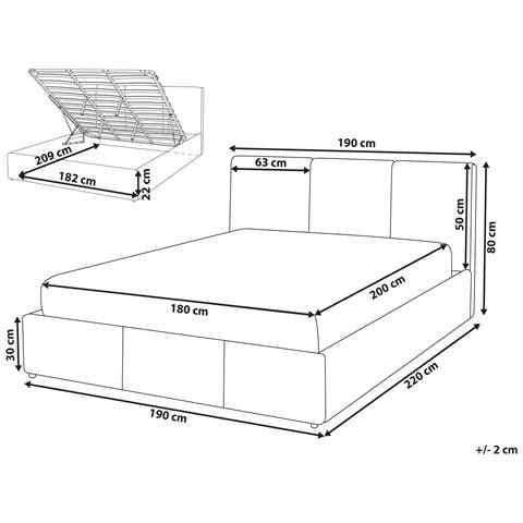 Letto Contenitore Velluto Bousse 180 X 200 Cm Beige Chiaro - Foto 16
