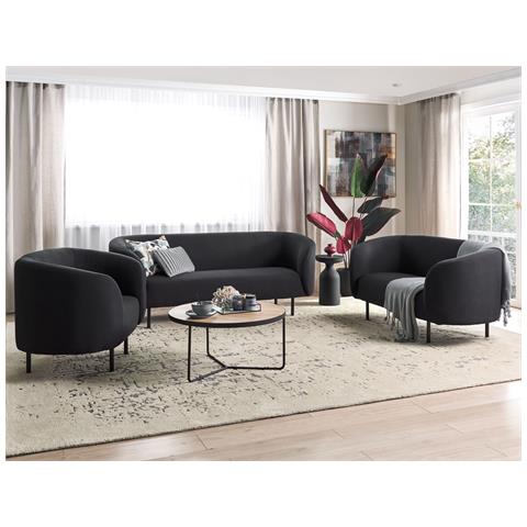 Set Da Salotto 6 Posti Loen Tessuto Nero - Foto 1