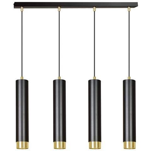 Lampada A Sospensione Kibo - Nero, Oro - Acciaio Verniciato A Polvere - 60x100x6 Cm - Foto 1