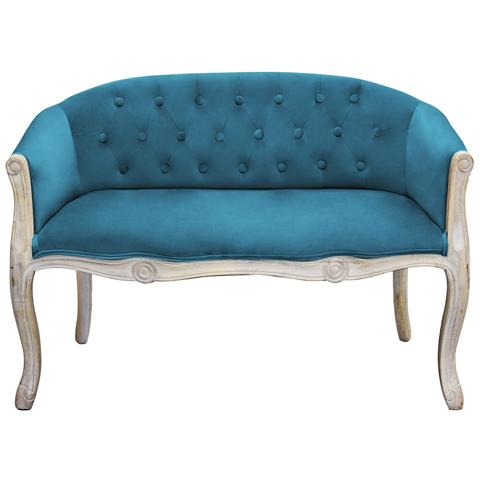 Divano Vintage In Velluto Blu Con Struttura In Legno Decorata Parigino - Foto 2