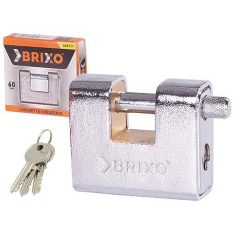 Lucchetto Corazzato Antiscasso In Ottone E Rivestito In Acciaio Brixo Top - 70 Mm. - Foto 1