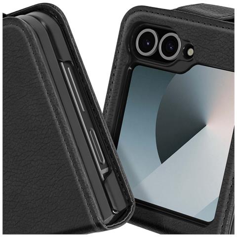 Cover Per Samsung Z Flip6 Pelle Vegan Pieghevole Linguetta Magnetica - Foto 2