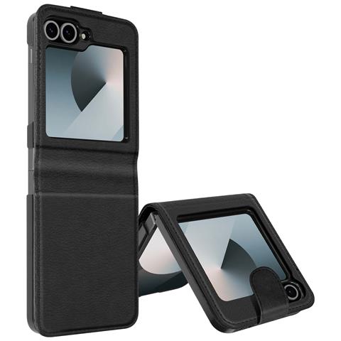 Cover Per Samsung Z Flip6 Pelle Vegan Pieghevole Linguetta Magnetica - Foto 1