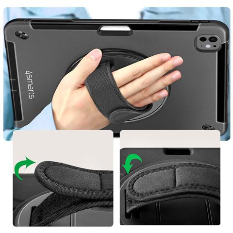 Cover Per Ipad Pro 11 2024 / M5 2025 In Bi-materiale Anti-urto Impugnatura A Cavalletto, Nero - Foto 2