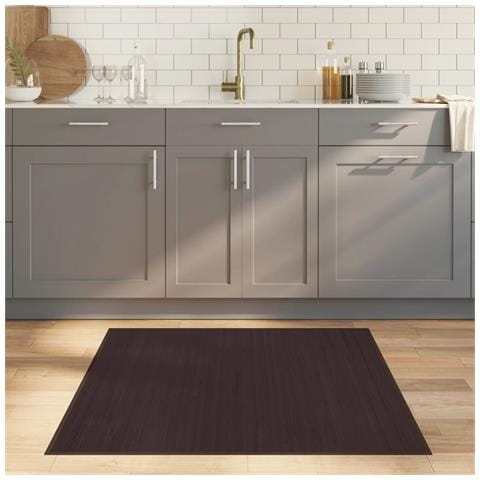 Tappeto Quadrato Marrone Scuro 100x100 Cm In Bambù - Foto 1