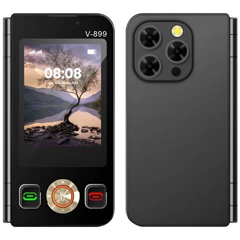 Telefono V899 2G Nero Dual Sim Doppio Schermo con Tasti Display 2,8" HD+ Micro SD - Foto 2