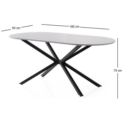 Karvia Tavolo Da Pranzo Grigio E Nero Per 6 Persone, 180 Cm - Foto 2