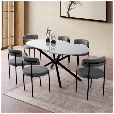 Karvia Tavolo Da Pranzo Grigio E Nero Per 6 Persone, 180 Cm - Foto 1