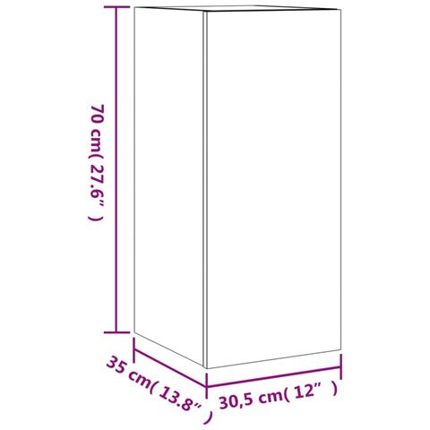 Mobile TV a Parete con Luci LED Grigio Cemento 30,5x35x70 cm - Foto 2