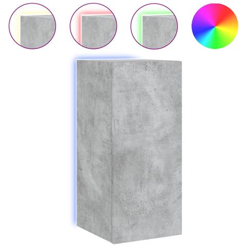 Mobile TV a Parete con Luci LED Grigio Cemento 30,5x35x70 cm - Foto 1