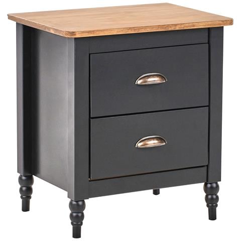 Comodino 2 Cassetti Shillington Legno Di Pino Marrone /nero - Foto 2