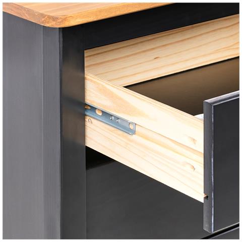 Comodino 2 Cassetti Shillington Legno Di Pino Marrone /nero - Foto 7