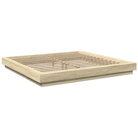 Giroletto Cassetti Luci Led Sonoma 200x200 Cm Legno Multistrato - Foto 2
