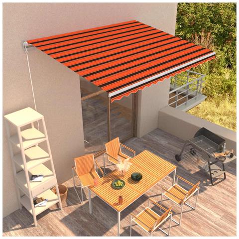 Lusso Casadino -  Tenda Da Sole Retrattile Manuale 400x300 Cm Arancione E Marrone - Foto 7