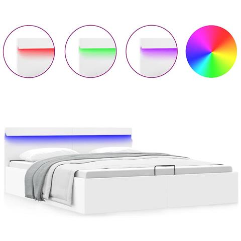 Lusso Casadino -  Giroletto Contenitore Idraulico Led Bianco Similpelle 160x200cm - Foto 1