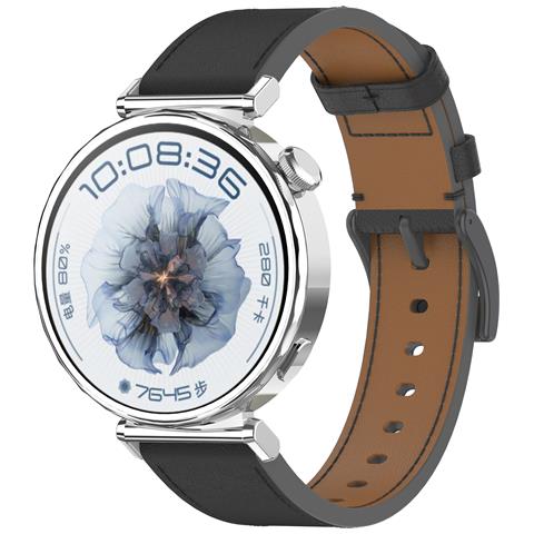 Cinturino In Pelle Premium Per Orologi Huawei E Honor Black 18 Mm - Foto 2