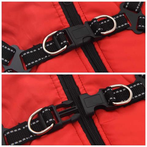 Cappotto Cani Imbracatura Impermeabile Riflettente Rosso L40 - Foto 9