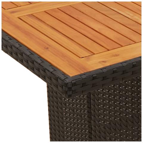 Tavolo Giardino Piano Legno Acacia Nero 240x90x75 cm Polyrattan - Foto 9