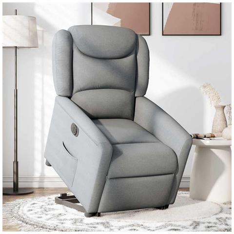 Poltrona Reclinante Alzapersona Elettrica Grigio Chiaro Tessuto - Foto 2