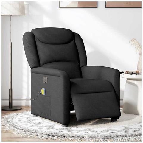 Poltrona Massaggiante Reclinabile Elettrica Nera in Tessuto - Foto 2