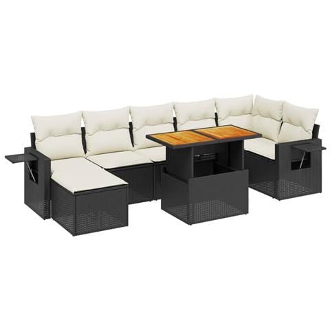 Set Divani da Giardino con Cuscini 8 pz Nero in Polyrattan - Foto 1