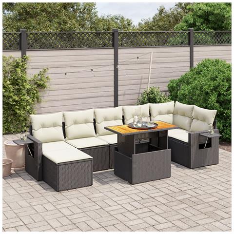 Set Divani da Giardino con Cuscini 8 pz Nero in Polyrattan - Foto 2