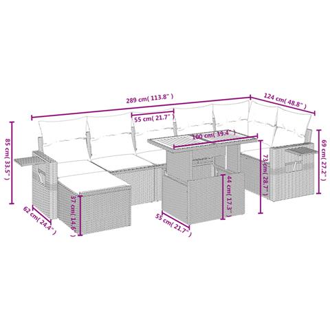 Set Divani da Giardino con Cuscini 8 pz Nero in Polyrattan - Foto 4