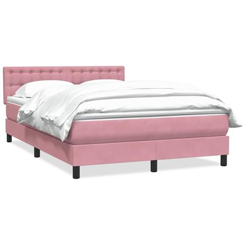 Giroletto a Molle con Materasso Rosa 140x210 cm in Velluto - Foto 1