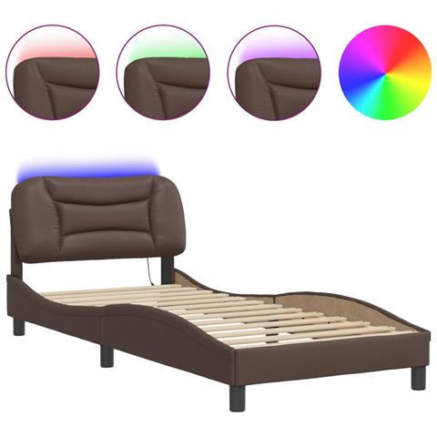 Giroletto con Luci LED Marrone 80x200 cm in Similpelle - Foto 1