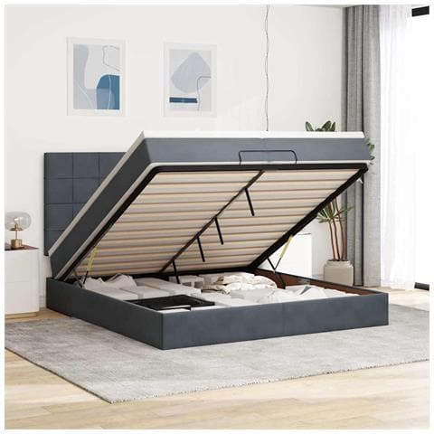 Struttura Letto Pouf con Materassi 200x200 cm Velluto - Foto 2