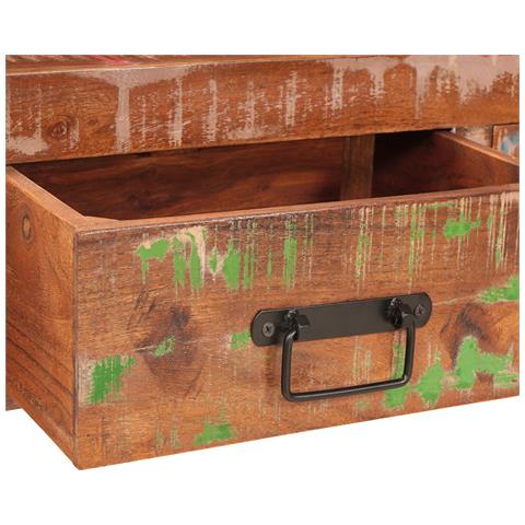 Set di 2 Tavoli Consolle con Cassetti, Legno Massello Recuperato Multicolore, Tavolo Consolle con Cassetti 160x33x75 cm Legno Massello Recuperato - Foto 9