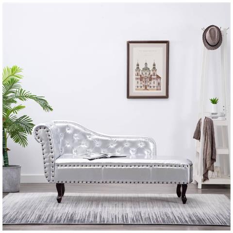 Sedia A Sdraio Argento In Similpelle - Foto 7