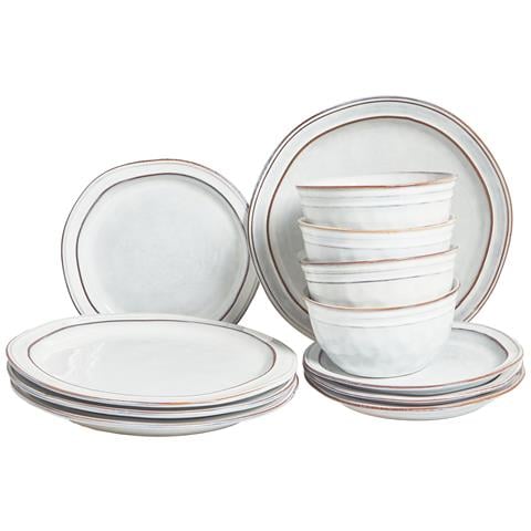 Set Di 12 Stoviglie Chives Gres Porcellanato Grigio Chiaro - Foto 2