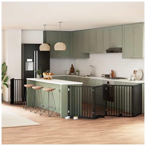 Cancello per Cani Porta Pieghevole Nero 6 Pannelli 480cm Pioppo - Foto 2