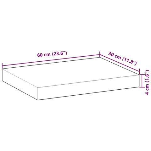 Piano per Tavolo 50x30x4cm Rettangolare Legno Massello Acacia - Foto 9