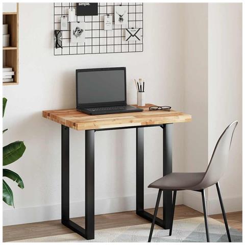 Piano Scrivania a Olio 80x60x4 cm Legno Massello di Acacia - Foto 2