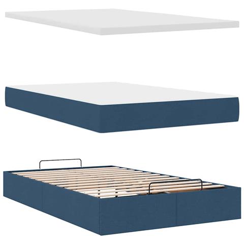 Struttura Letto Pouf con Materasso Blu 120x190 cm in Tessuto - Foto 9