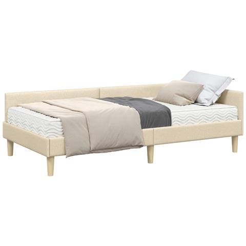 Struttura Letto Angolare con Materasso 2 pcs Crema Tessuto - Foto 1