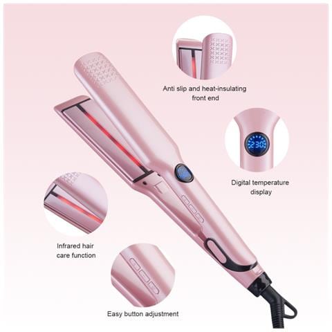 Piastra Per Capelli A rarossi - Ferro Piatto In Ceramica Tormalina Rosa Con Temperatura Regolabile E Spina Ue - Foto 2