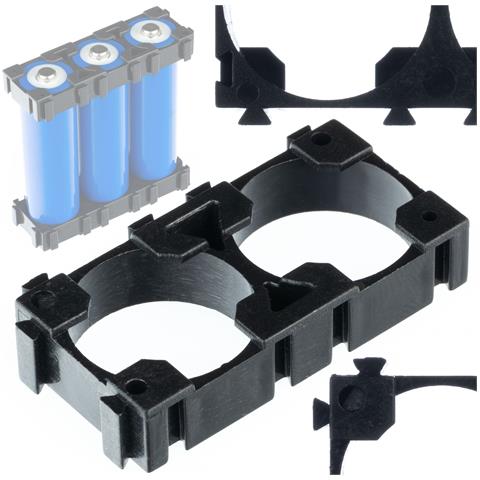 Custodia Per Batterie 1x2 Per 2 Celle 18650 - Plastica Di Alta Qualità | Configurazione Flessibile | Accessori Per Pacchetti Batteria - Foto 1