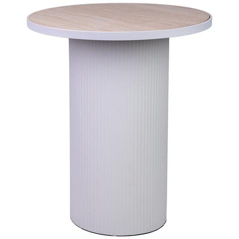 Tavolino In Metallo Bianco E Legno 46x46x56h Cm - Foto 1