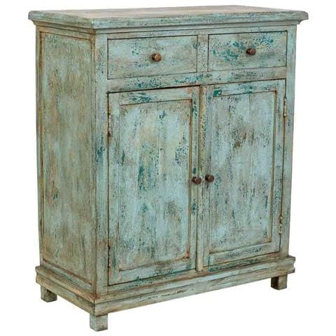 Mobile Da Ingresso Artigianale In Legno Turchese 85x40x100h Cm - Foto 1